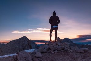 walk people mountain sunset